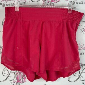 Lululemon Athletica shorts pink Red workout yoga Shorts comfy logo silver